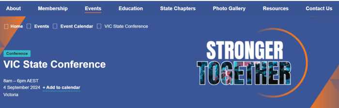 You're invited to join us at the VIC State Conference!