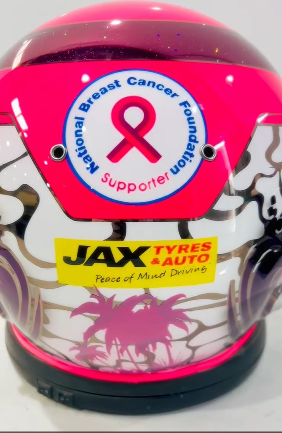 JAX Tyres & Auto and David Reynolds Unveil 2025 Pink Helmet to Drive Breast Cancer Awareness